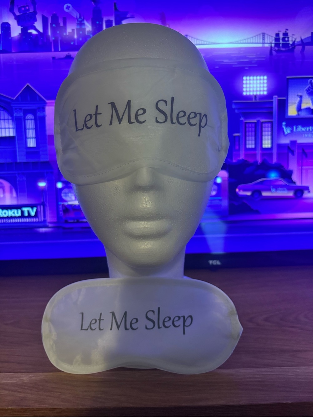 Let Me Sleep White Sleep Mask - Lightweight Eye Mask for Travel & Rest